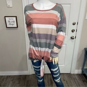 HOPELY Long Sleeve Multi Color Striped top